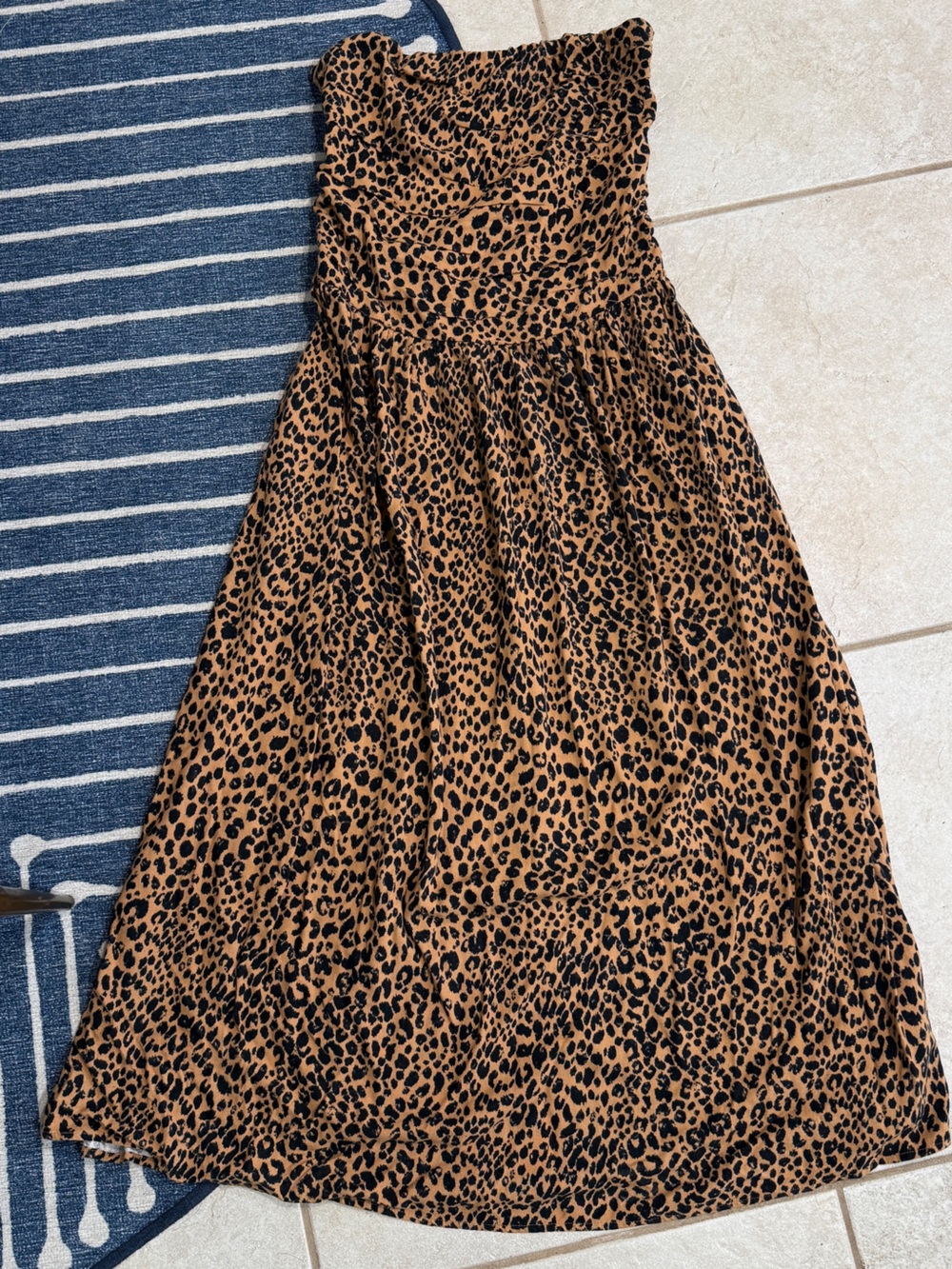 Leopard Print Strapless Dress- Brown/Black